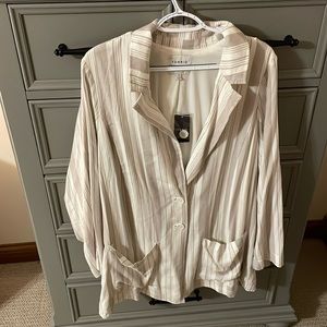 Stripe linen blazer. 3X